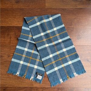 Blue Plaid Wool & Cashmere Scarf